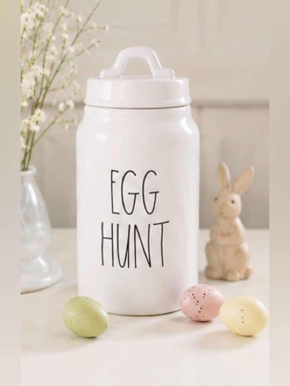Rae Dunn EGG HUNT Easter Canister Ceramic Cookie Jar Farmhouse Spring Kitchen - Picture 2 of 6